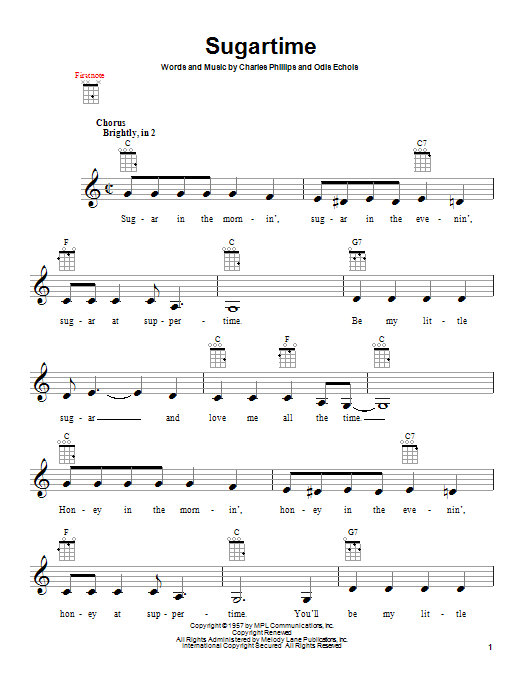 Download The McGuire Sisters Sugartime Sheet Music and learn how to play Lyrics & Chords PDF digital score in minutes