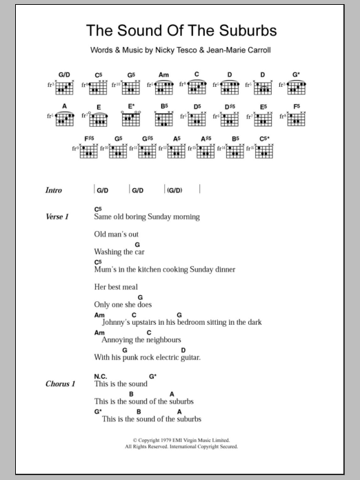 Download The Members The Sound Of The Suburbs Sheet Music and learn how to play Lyrics & Chords PDF digital score in minutes