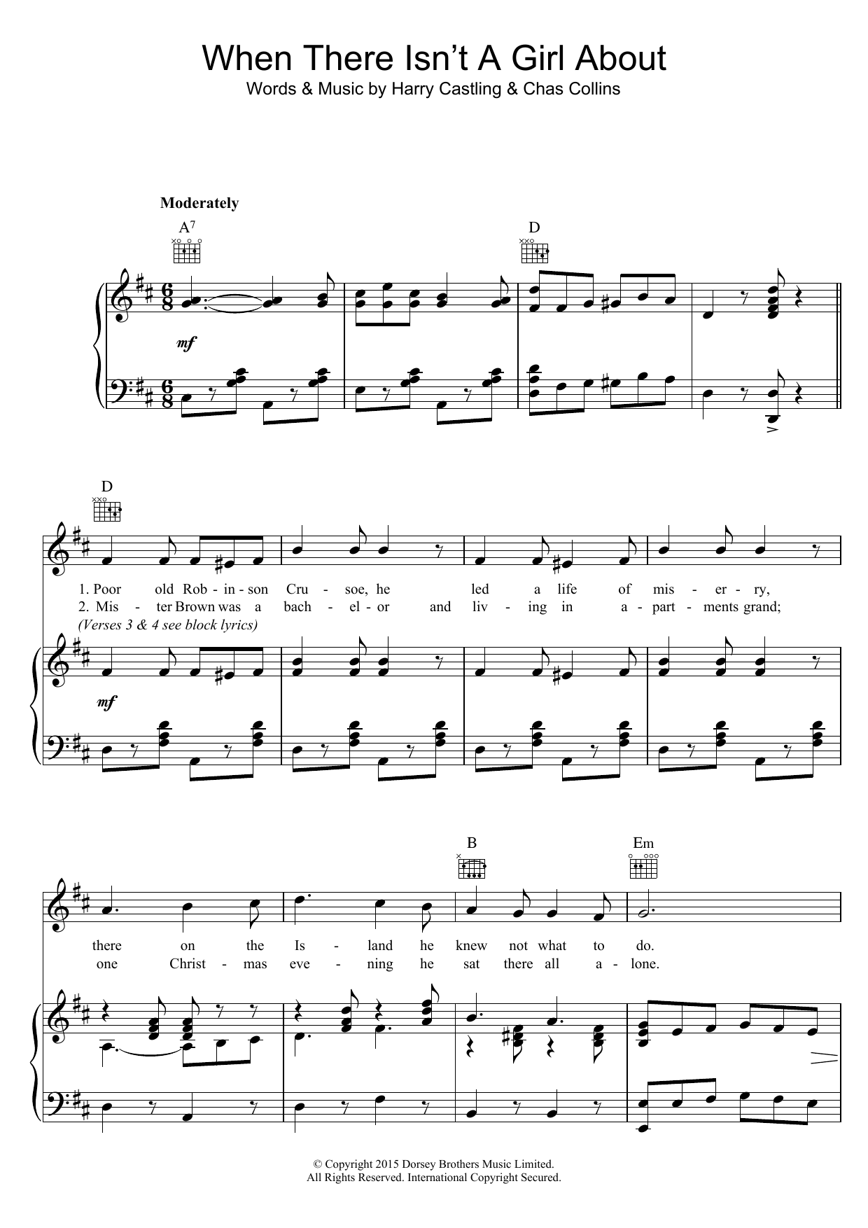 Download The Michael John Singers When There Isn't A Girl About Sheet Music and learn how to play Piano, Vocal & Guitar (Right-Hand Melody) PDF digital score in minutes