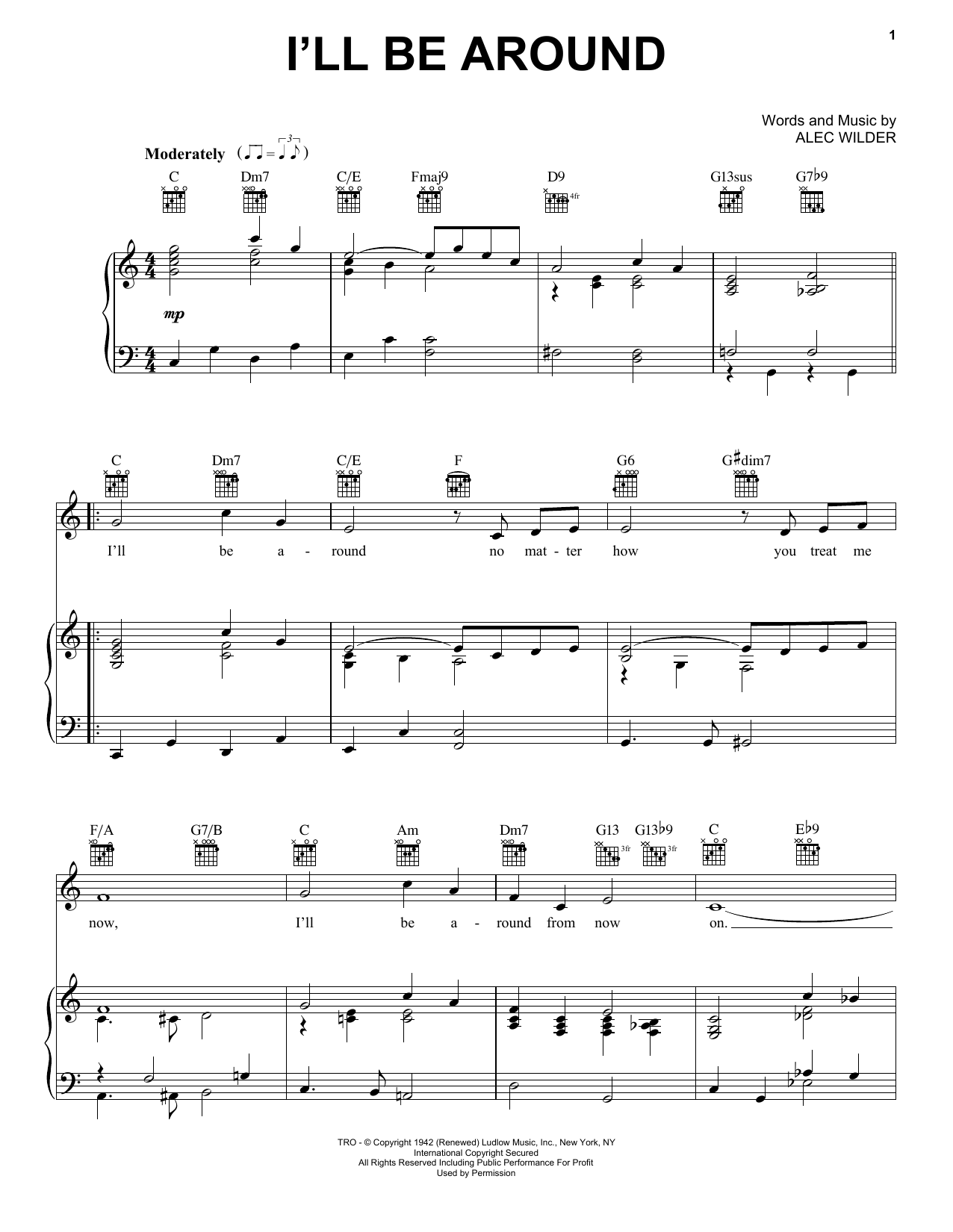 Download The Mills Brothers I'll Be Around Sheet Music and learn how to play Piano PDF digital score in minutes