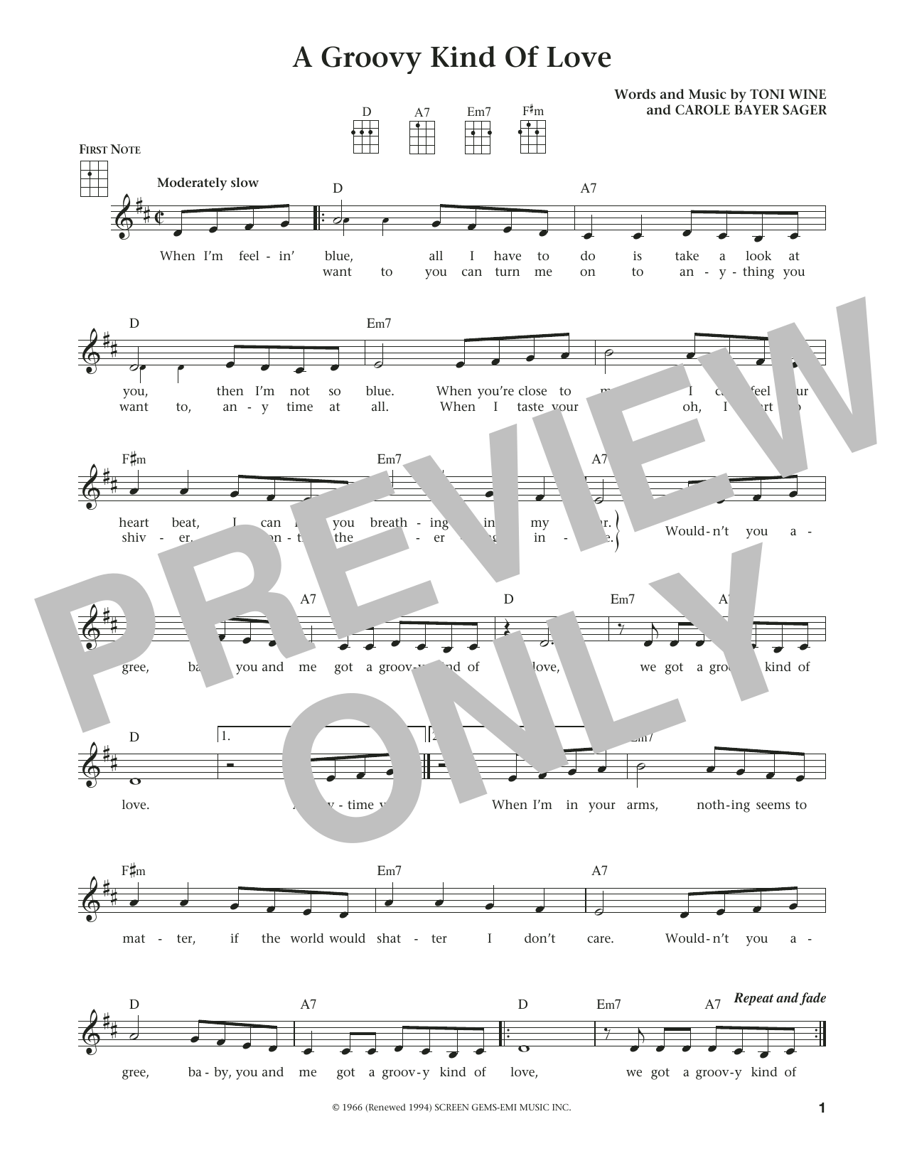 Download The Mindbenders A Groovy Kind Of Love Sheet Music and learn how to play Ukulele PDF digital score in minutes