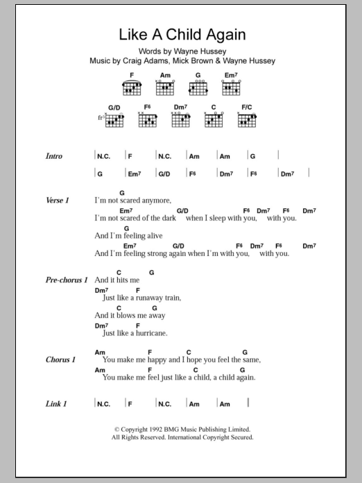 Download The Mission Like A Child Again Sheet Music and learn how to play Lyrics & Chords PDF digital score in minutes