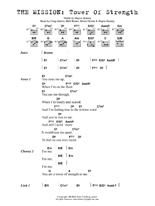 Download The Mission Tower Of Strength Sheet Music and learn how to play Lyrics & Chords PDF digital score in minutes