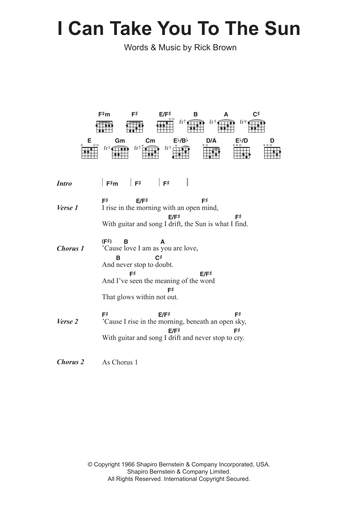 Download The Misunderstood I Can Take You To The Sun Sheet Music and learn how to play Lyrics & Chords PDF digital score in minutes