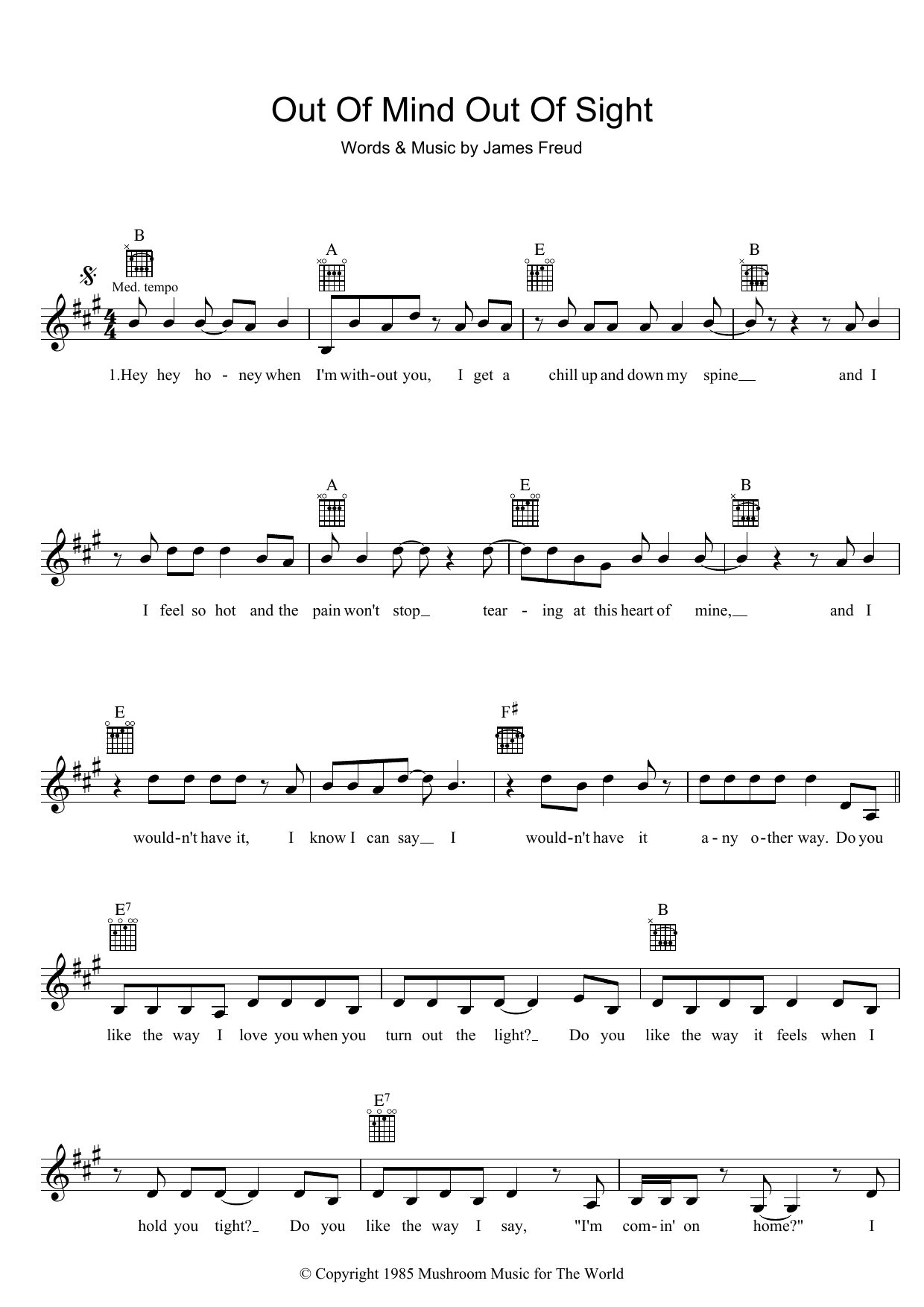 Download The Models Out Of Mind, Out Of Sight Sheet Music and learn how to play Melody Line, Lyrics & Chords PDF digital score in minutes