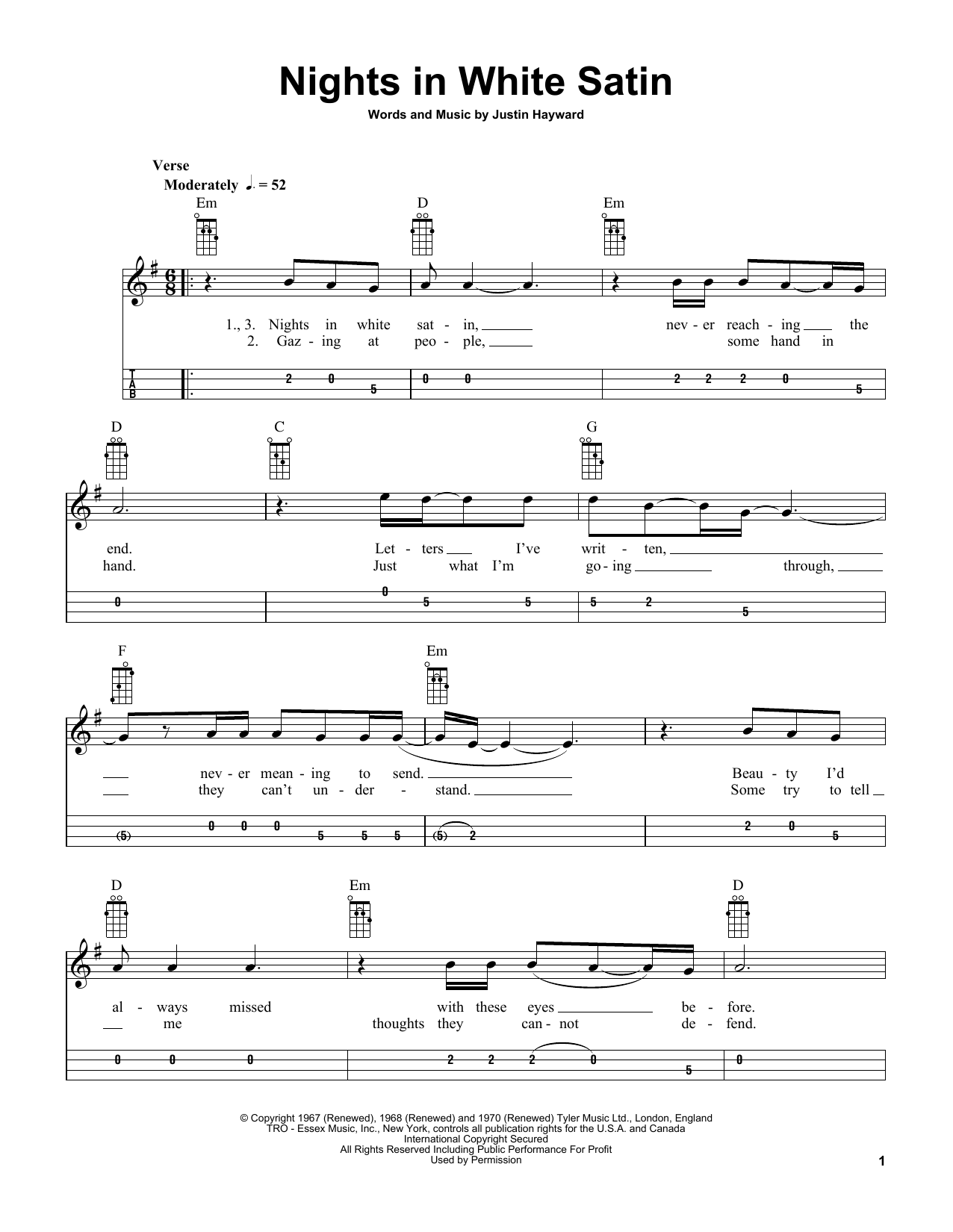 Download The Moody Blues Nights In White Satin (arr. Bobby Westfall) Sheet Music and learn how to play Mandolin PDF digital score in minutes