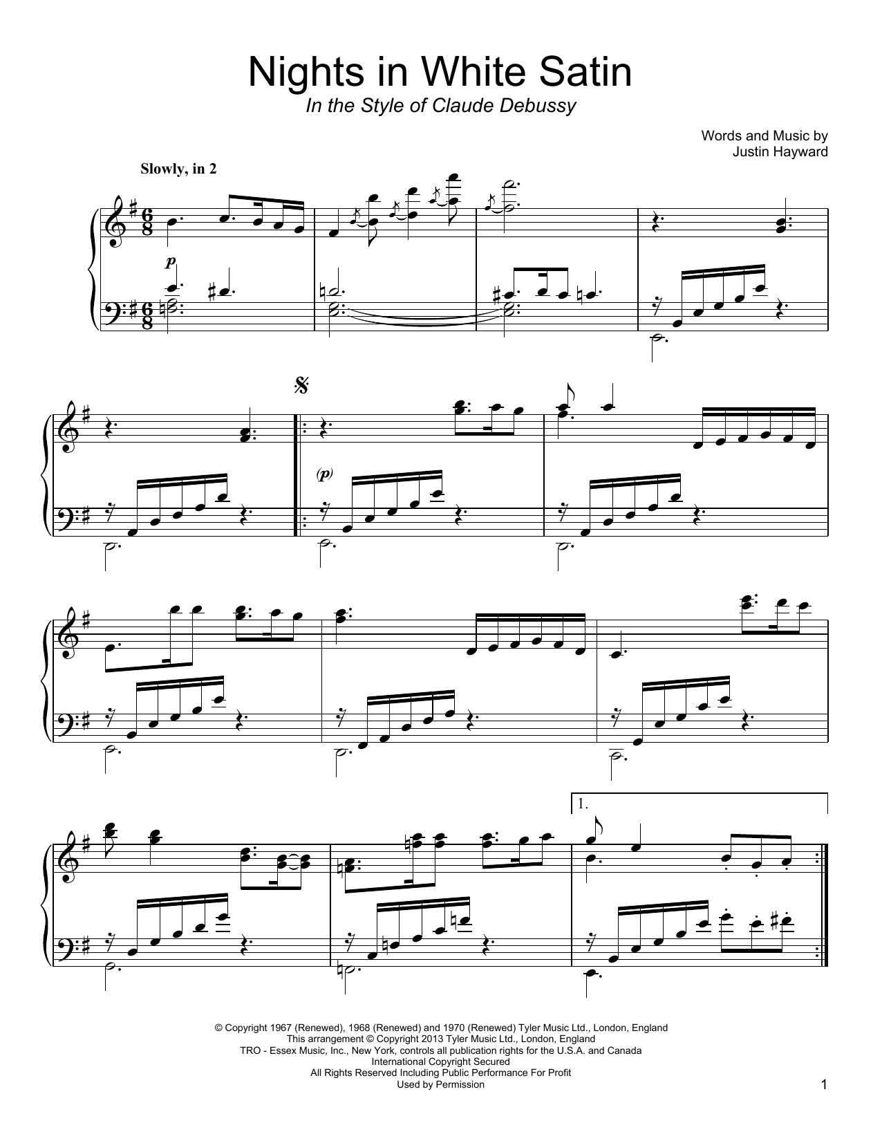 Download The Moody Blues Nights In White Satin Sheet Music and learn how to play Piano PDF digital score in minutes