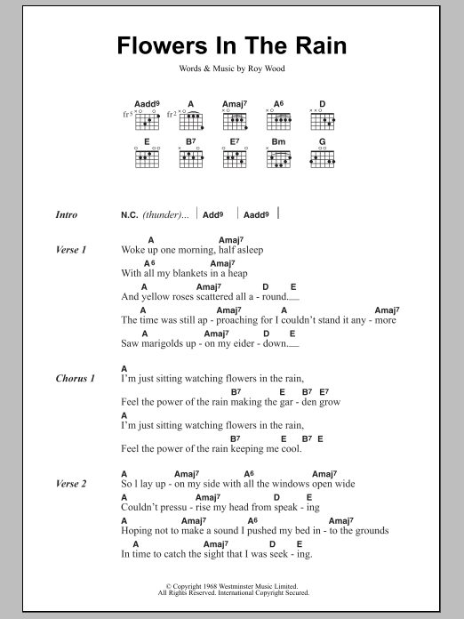 Download The Move Flowers In The Rain Sheet Music and learn how to play Lyrics & Chords PDF digital score in minutes