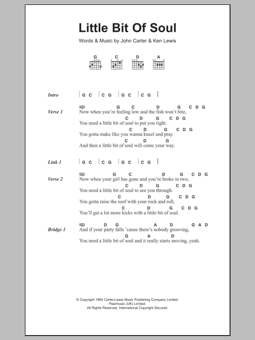 Download The Music Explosion Little Bit Of Soul Sheet Music and learn how to play Lyrics & Chords PDF digital score in minutes