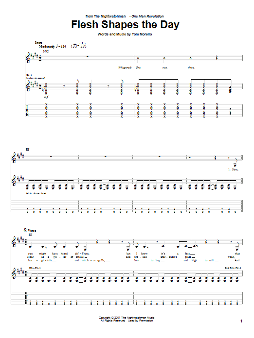 Download The Nightwatchman Flesh Shapes The Day Sheet Music and learn how to play Guitar Tab PDF digital score in minutes