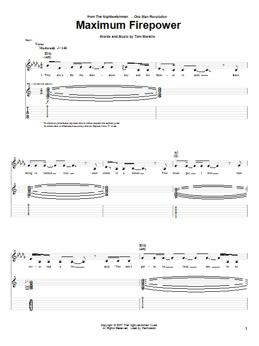 Download The Nightwatchman Maximum Firepower Sheet Music and learn how to play Guitar Tab PDF digital score in minutes