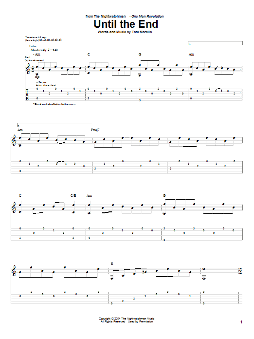 Download The Nightwatchman Until The End Sheet Music and learn how to play Guitar Tab PDF digital score in minutes