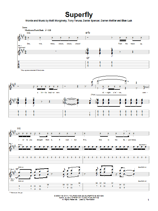 Download The O.C. Supertones Superfly Sheet Music and learn how to play Guitar Tab PDF digital score in minutes