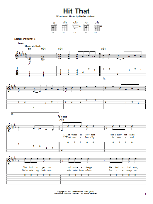 Download The Offspring Hit That Sheet Music and learn how to play Bass Guitar Tab PDF digital score in minutes