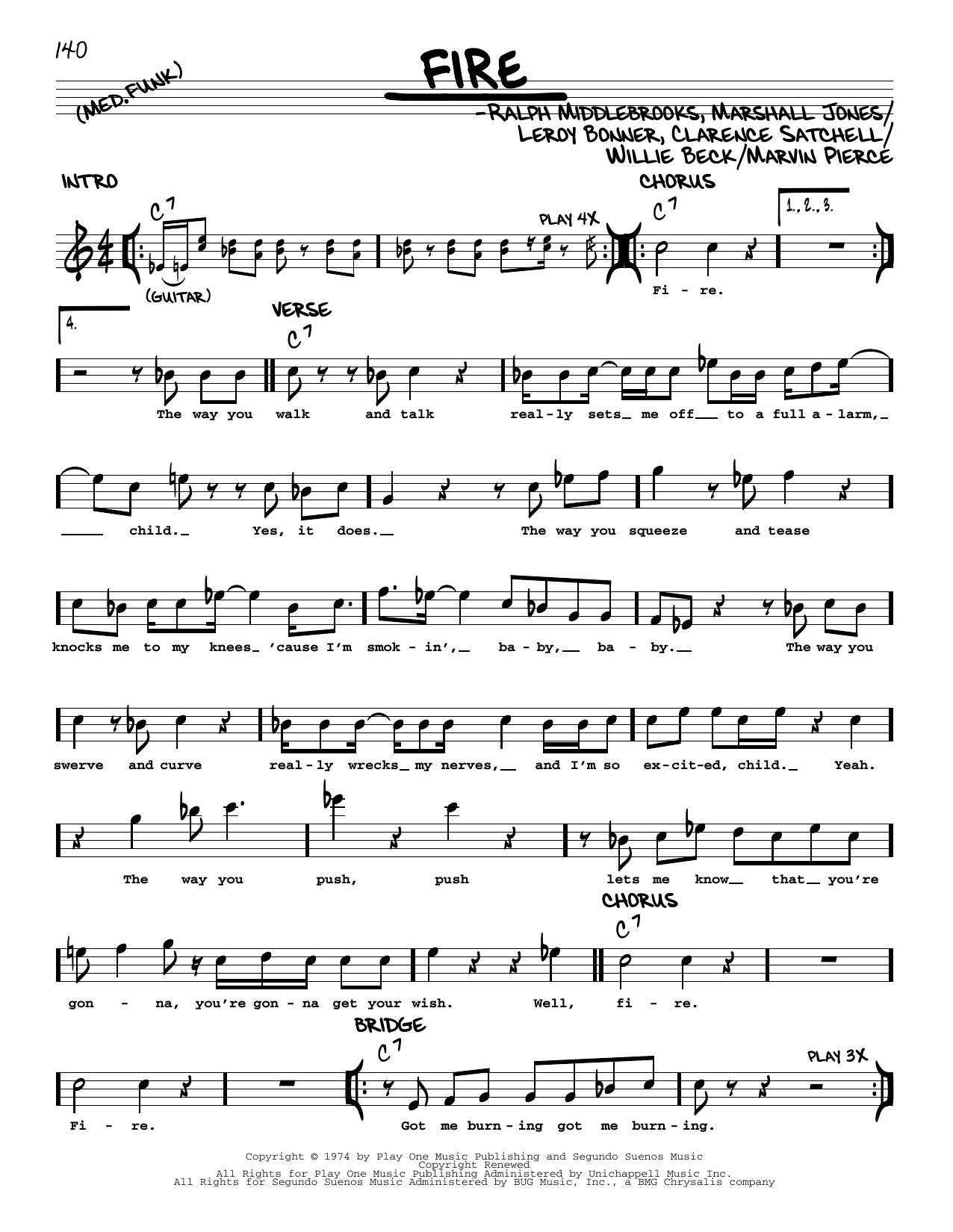 Download Ohio Players Fire Sheet Music and learn how to play Real Book – Melody & Chords PDF digital score in minutes