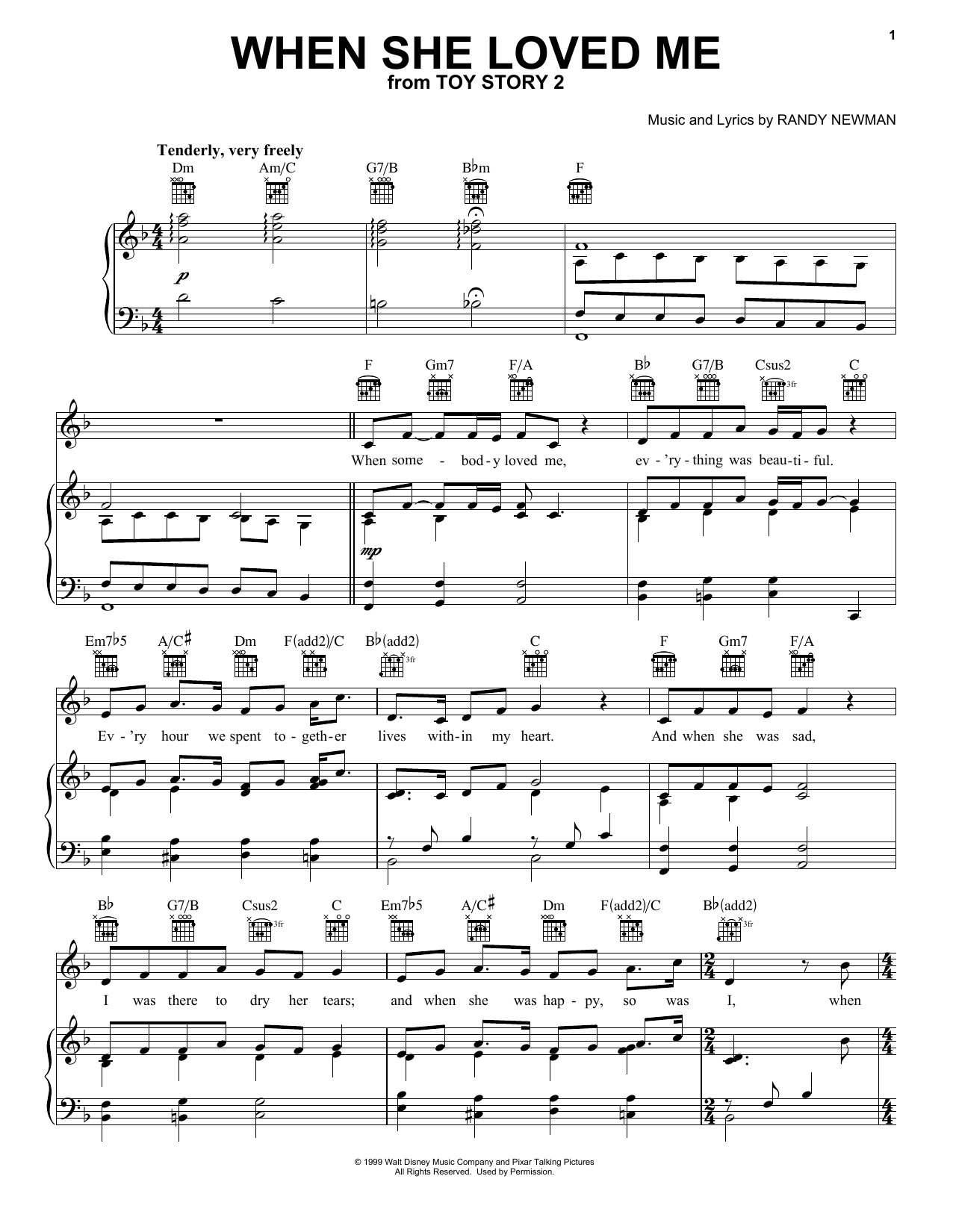 Download The Opera Men When She Loved Me (from Toy Story 2) [Classical version] Sheet Music and learn how to play Piano, Vocal & Guitar Chords (Right-Hand Melody) PDF digital score in minutes