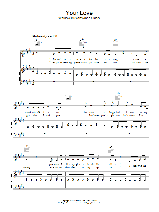 Download The Outfield Your Love Sheet Music and learn how to play Easy Guitar Tab PDF digital score in minutes