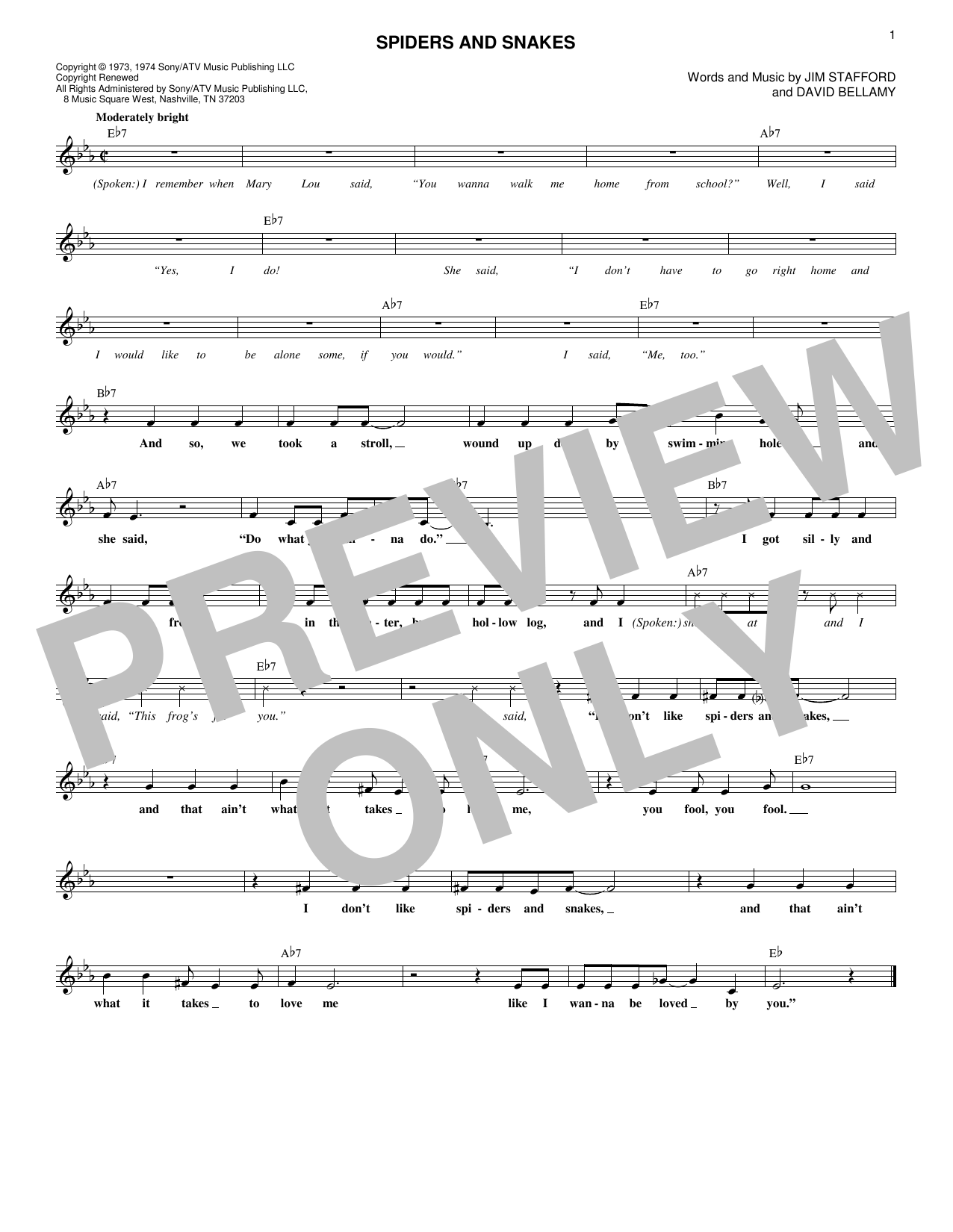 Download The Party Spiders And Snakes Sheet Music and learn how to play Melody Line, Lyrics & Chords PDF digital score in minutes