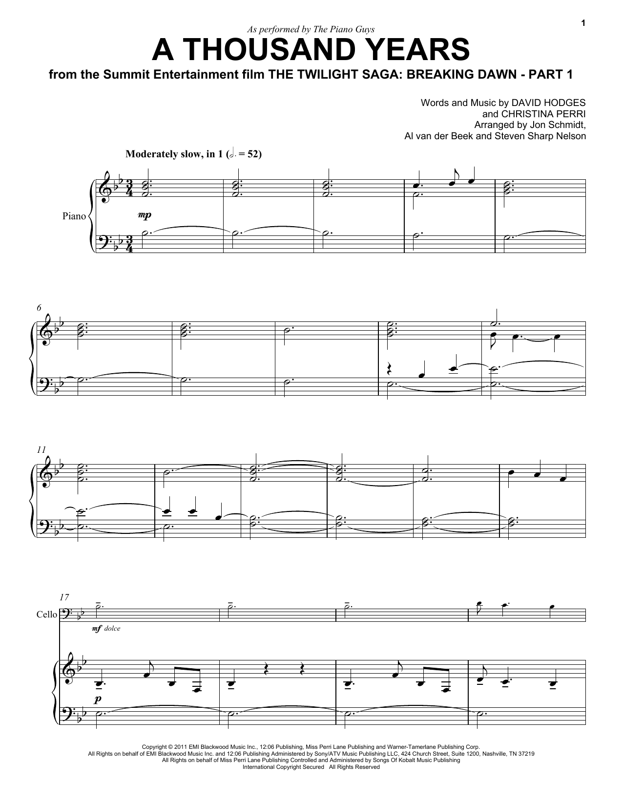 Download The Piano Guys A Thousand Years Sheet Music and learn how to play Piano PDF digital score in minutes