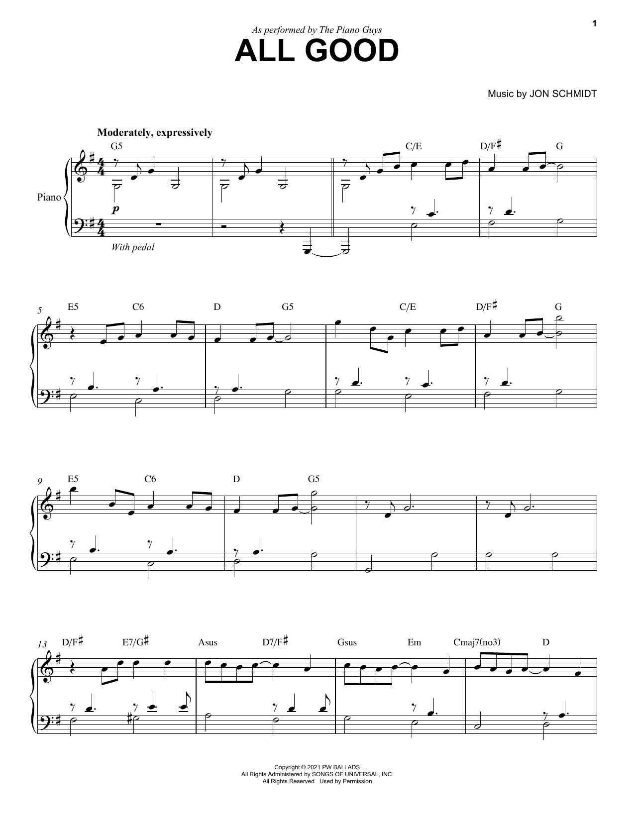 Download The Piano Guys All Good Sheet Music and learn how to play Piano Solo PDF digital score in minutes