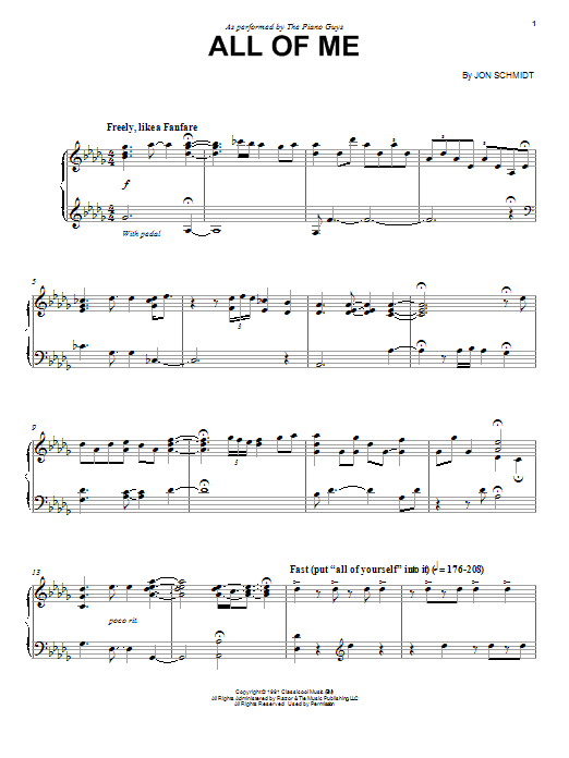Download The Piano Guys All Of Me Sheet Music and learn how to play Piano Duet PDF digital score in minutes