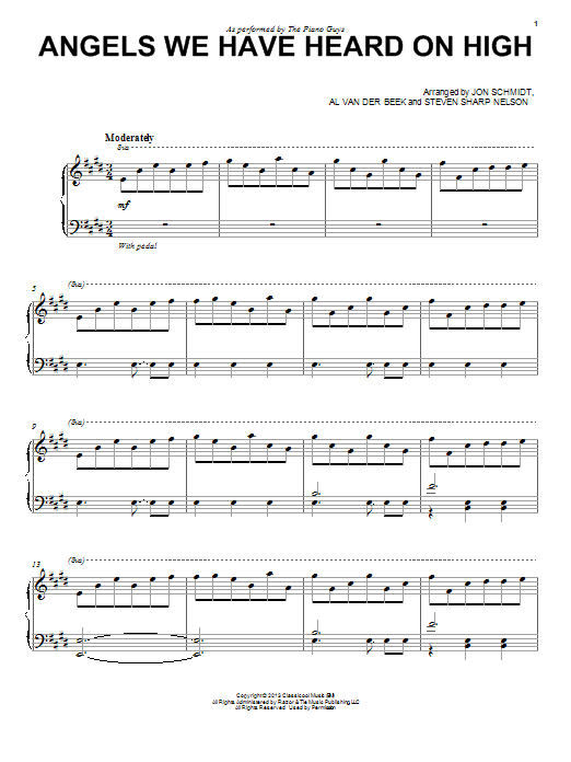 Download The Piano Guys Angels We Have Heard On High Sheet Music and learn how to play Piano Solo PDF digital score in minutes