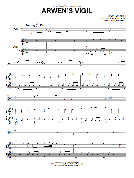 Download The Piano Guys Arwen's Vigil Sheet Music and learn how to play Piano PDF digital score in minutes