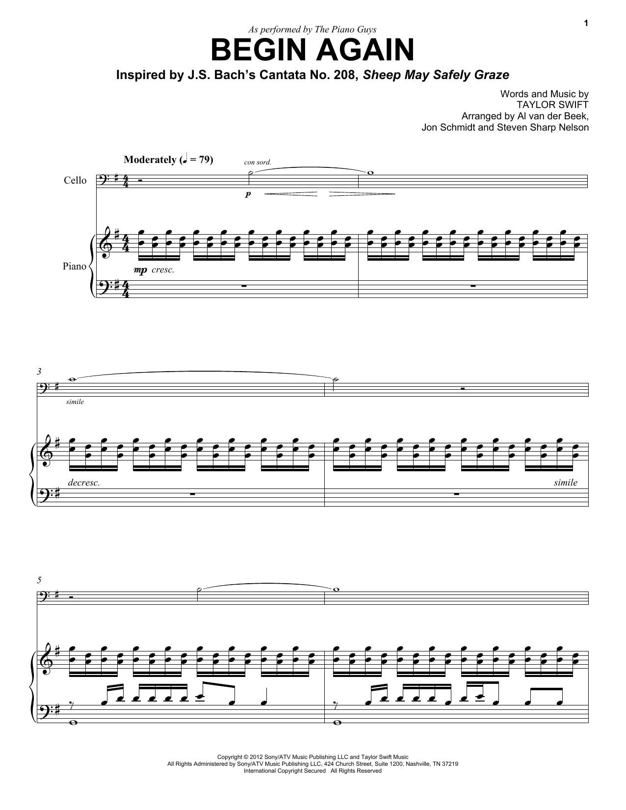Download The Piano Guys Begin Again Sheet Music and learn how to play Piano PDF digital score in minutes