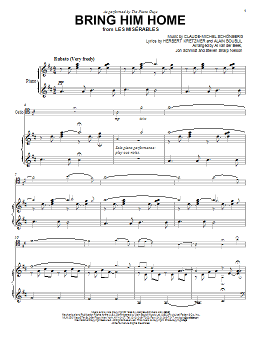 Download The Piano Guys Bring Him Home Sheet Music and learn how to play Piano PDF digital score in minutes