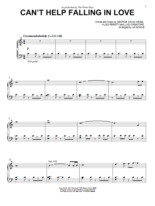 Download The Piano Guys Can't Help Falling In Love Sheet Music and learn how to play Piano PDF digital score in minutes