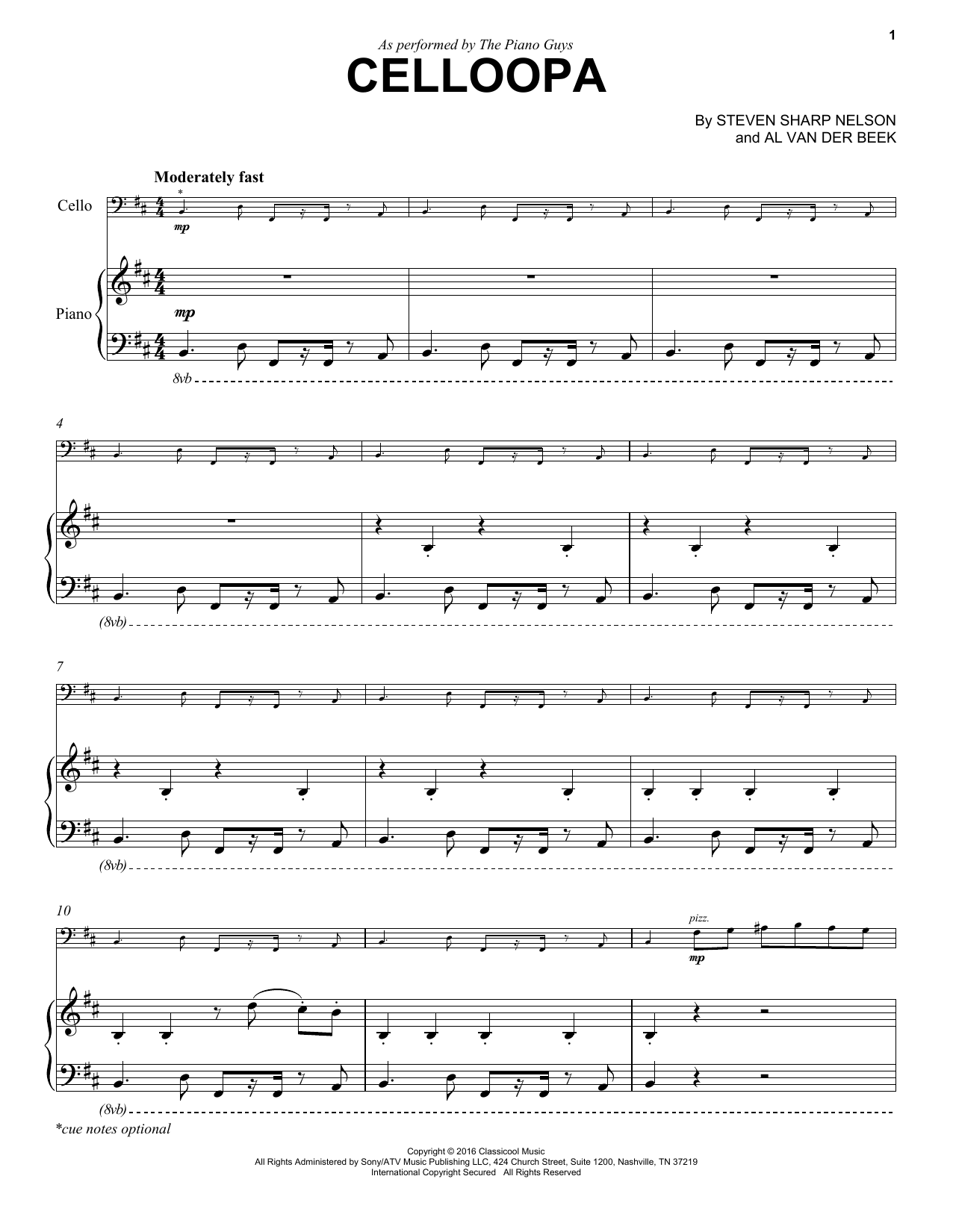 Download The Piano Guys Celloopa Sheet Music and learn how to play Piano PDF digital score in minutes