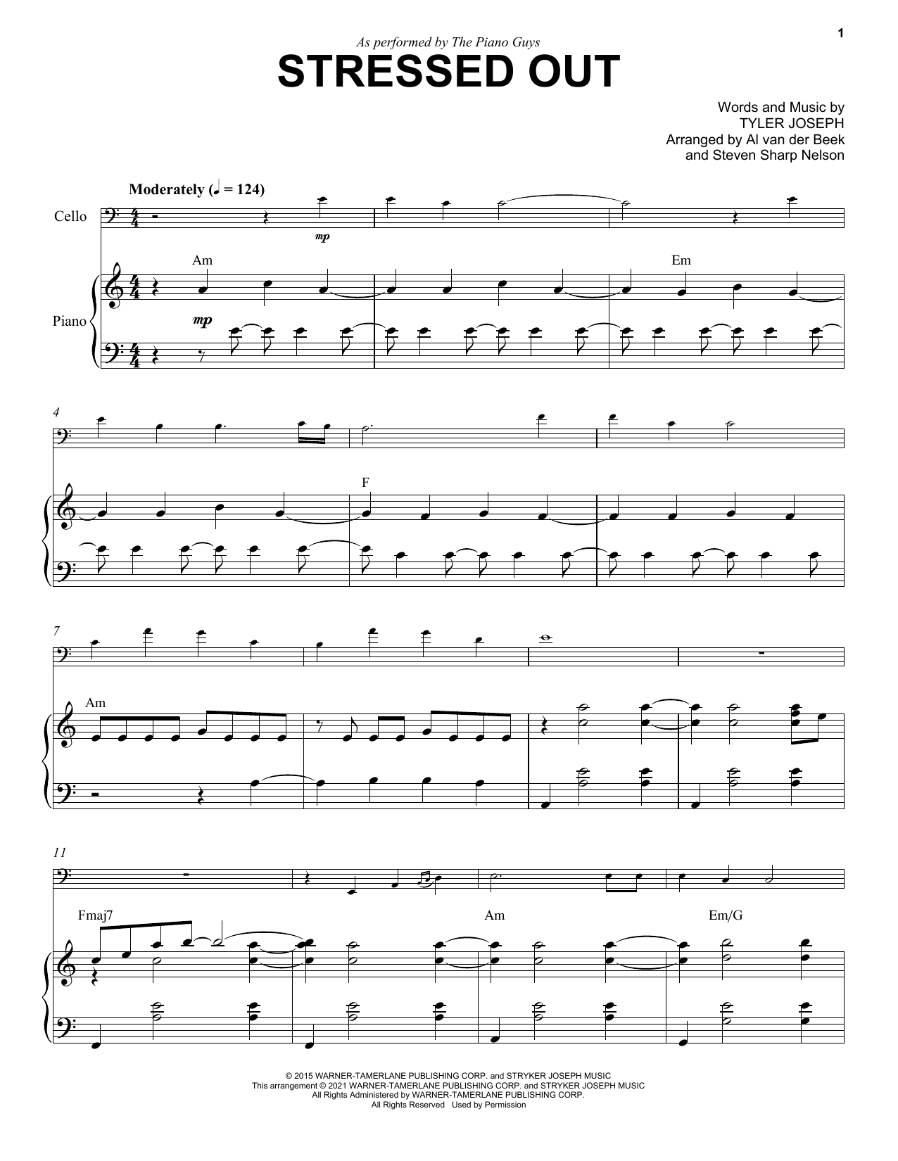 Download The Piano Guys (De)Stressed Out Sheet Music and learn how to play Cello and Piano PDF digital score in minutes