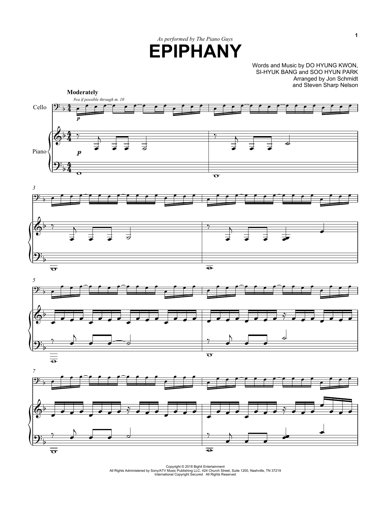 Download The Piano Guys Epiphany Sheet Music and learn how to play Cello and Piano PDF digital score in minutes