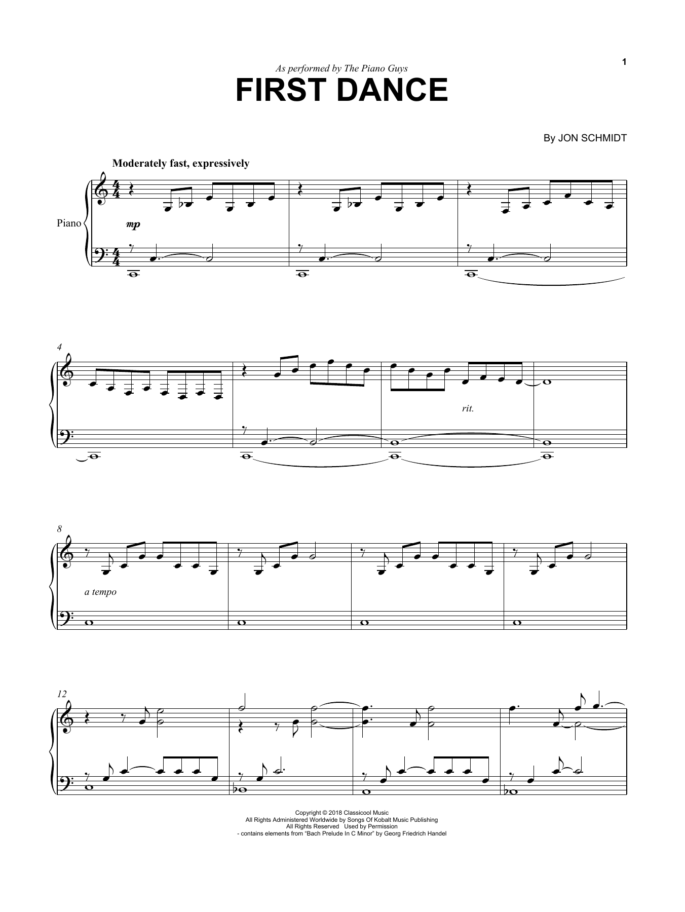 Download The Piano Guys First Dance Sheet Music and learn how to play Cello and Piano PDF digital score in minutes