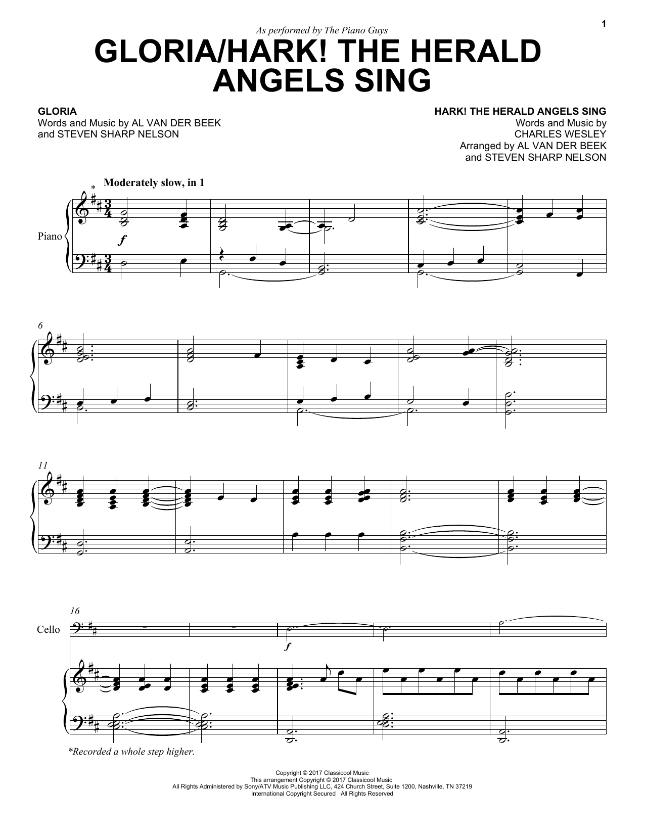 Download The Piano Guys Gloria/Hark! The Herald Angels Sing Sheet Music and learn how to play Piano PDF digital score in minutes