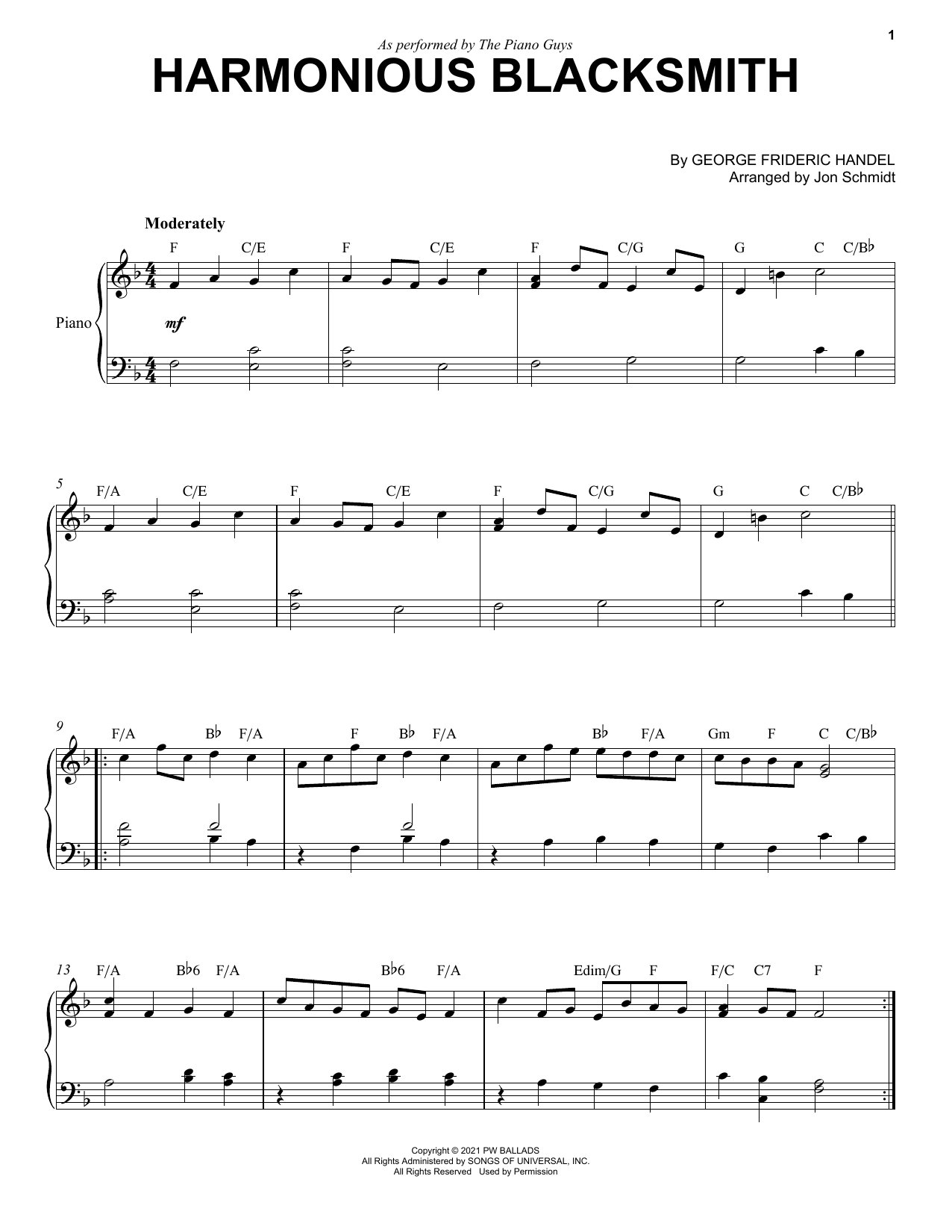 Download The Piano Guys Harmonious Blacksmith Sheet Music and learn how to play Piano Solo PDF digital score in minutes