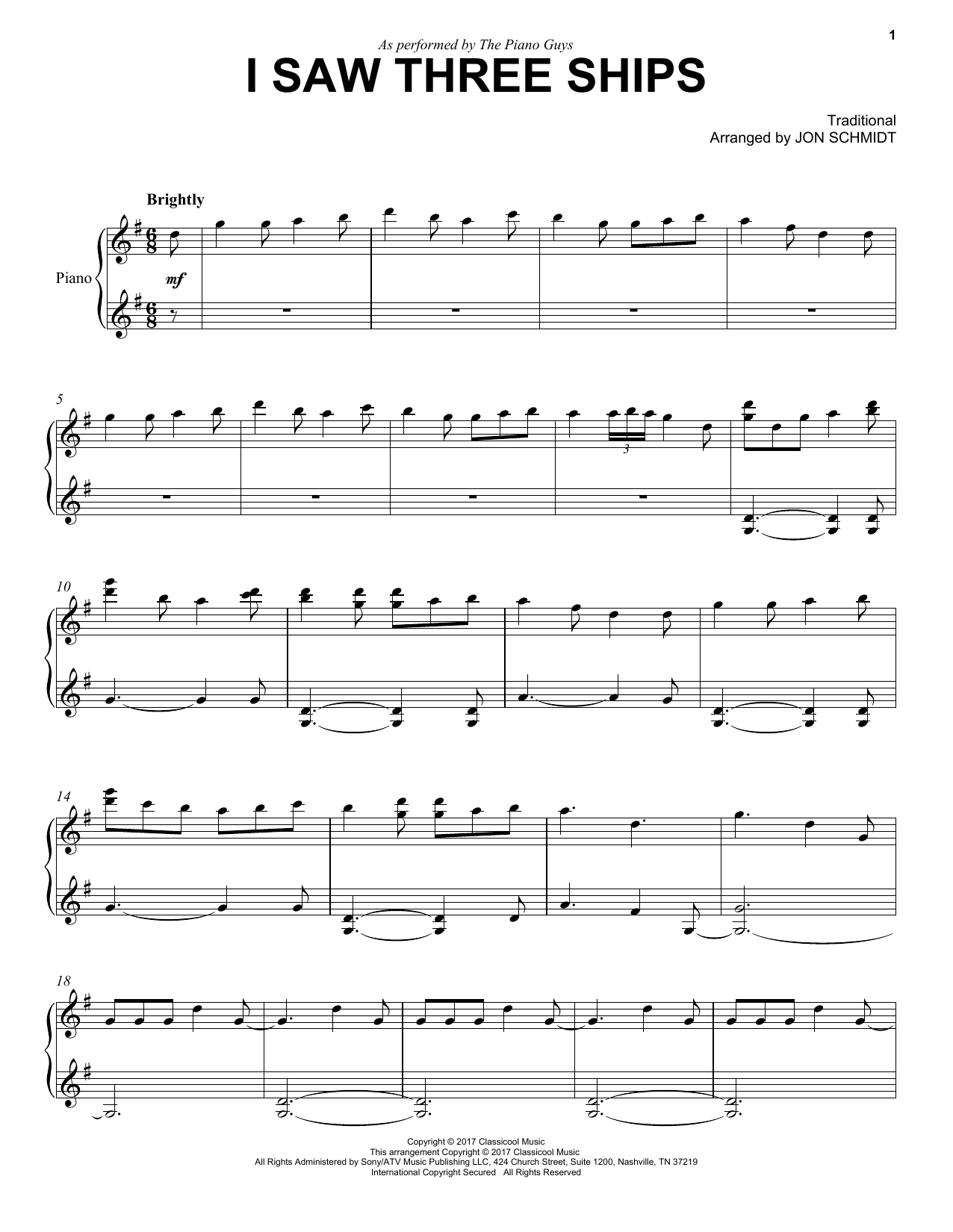 Download The Piano Guys I Saw Three Ships Sheet Music and learn how to play Piano PDF digital score in minutes