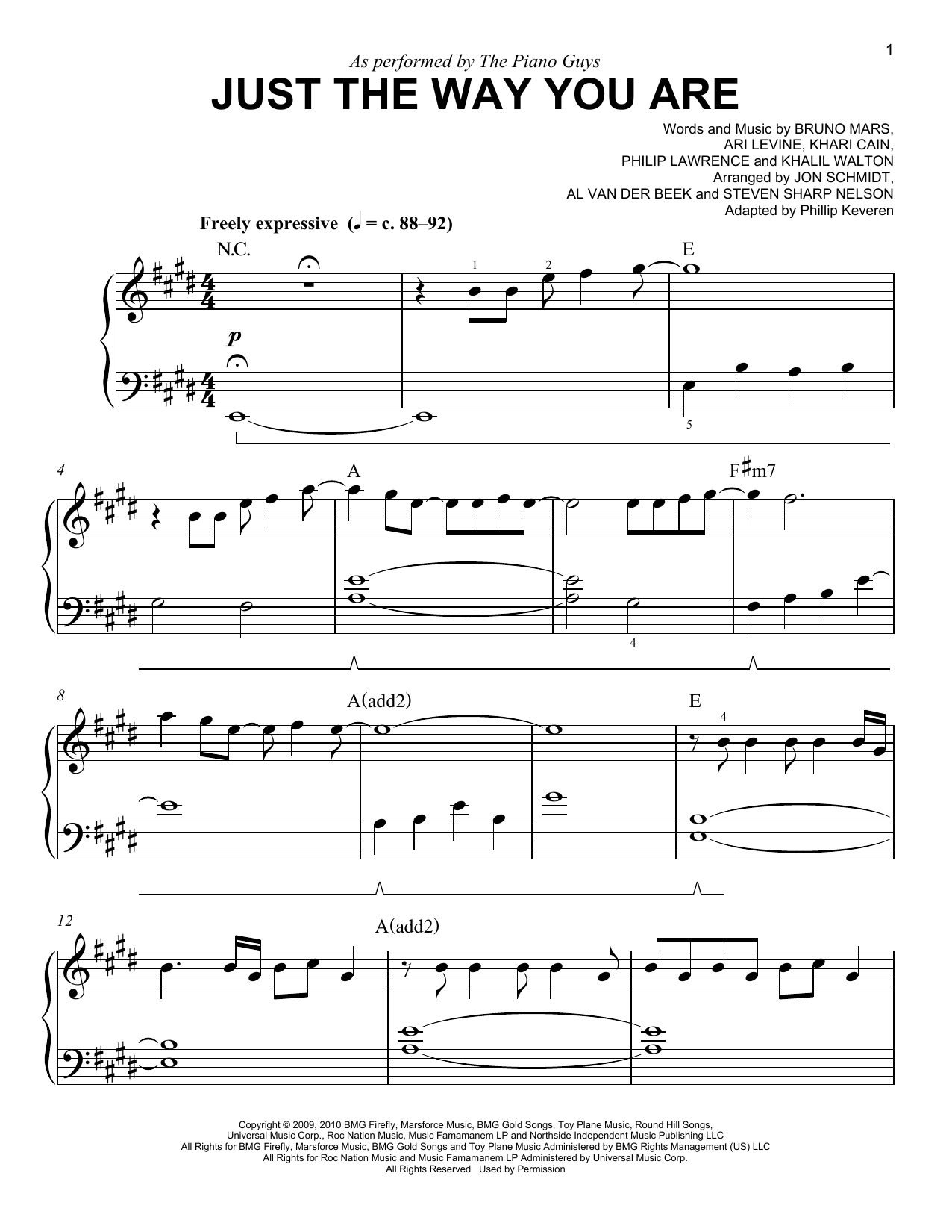 Download The Piano Guys Just The Way You Are (arr. Phillip Keveren) Sheet Music and learn how to play Easy Piano PDF digital score in minutes