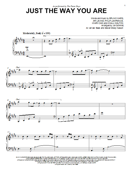 Download The Piano Guys Just The Way You Are Sheet Music and learn how to play Piano PDF digital score in minutes