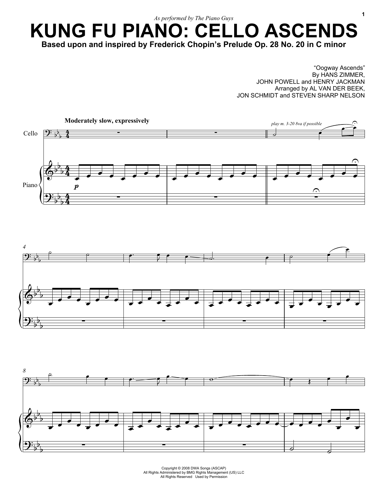 Download The Piano Guys Kung Fu Piano: Cello Ascends Sheet Music and learn how to play Cello PDF digital score in minutes
