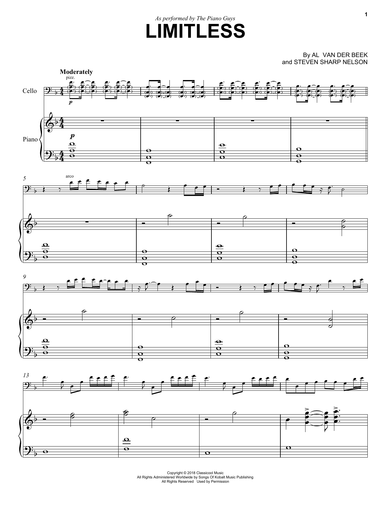 Download The Piano Guys Limitless Sheet Music and learn how to play Cello and Piano PDF digital score in minutes