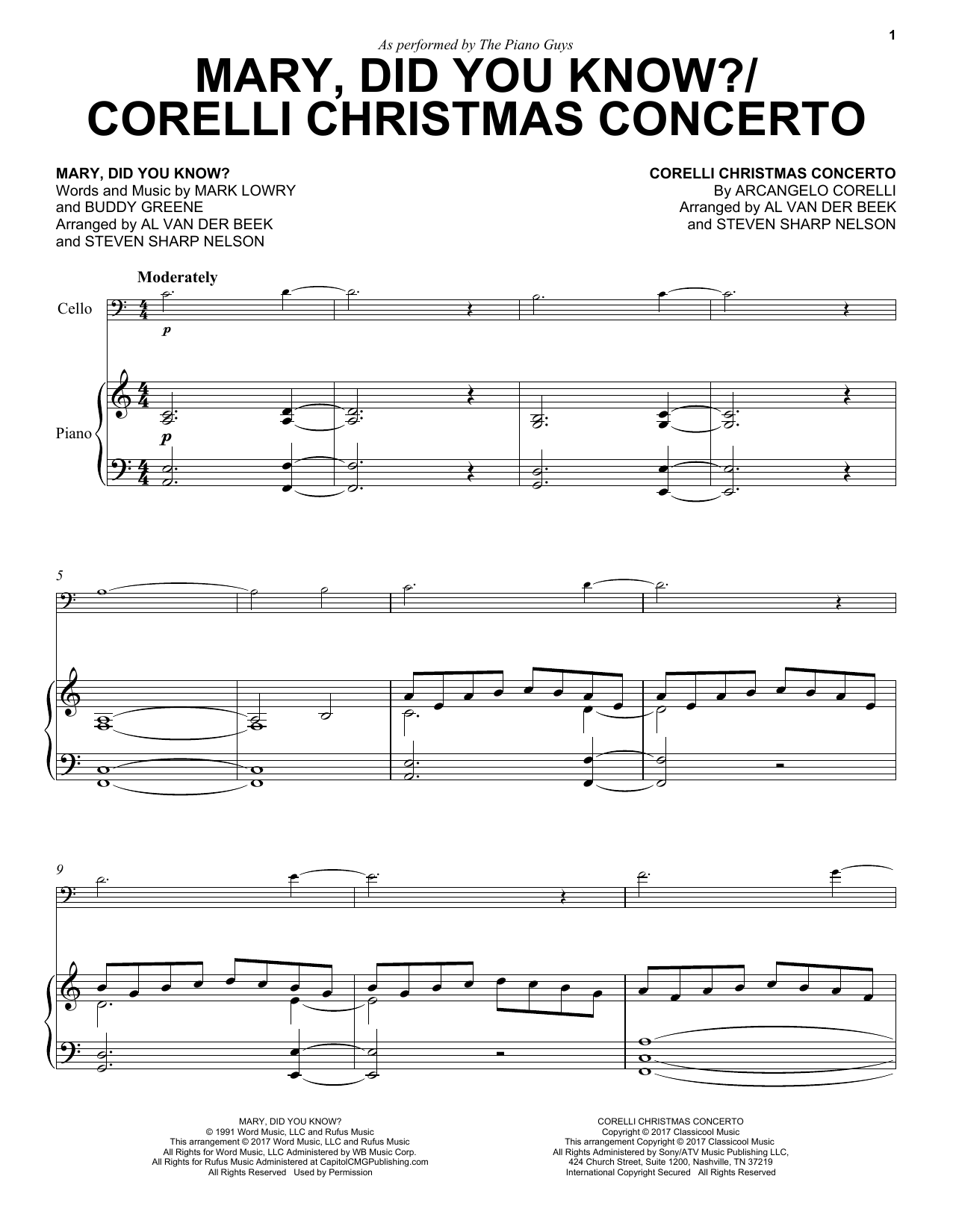 Download The Piano Guys Mary, Did You Know?/Corelli Christmas Concerto Sheet Music and learn how to play Piano PDF digital score in minutes
