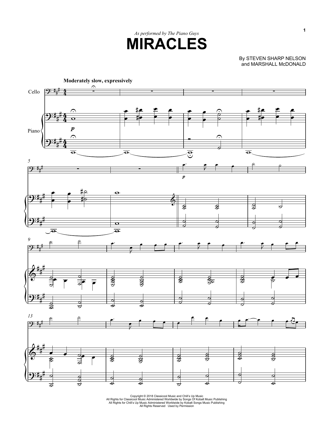 Download The Piano Guys Miracles Sheet Music and learn how to play Cello and Piano PDF digital score in minutes