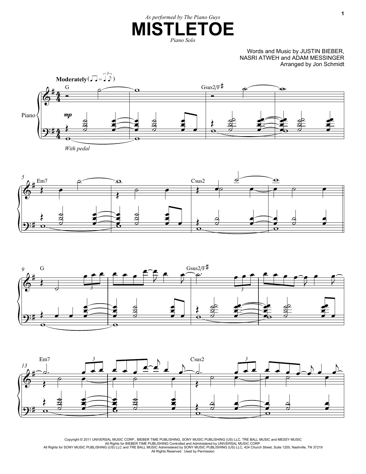 Download The Piano Guys Mistletoe Sheet Music and learn how to play Piano Solo PDF digital score in minutes