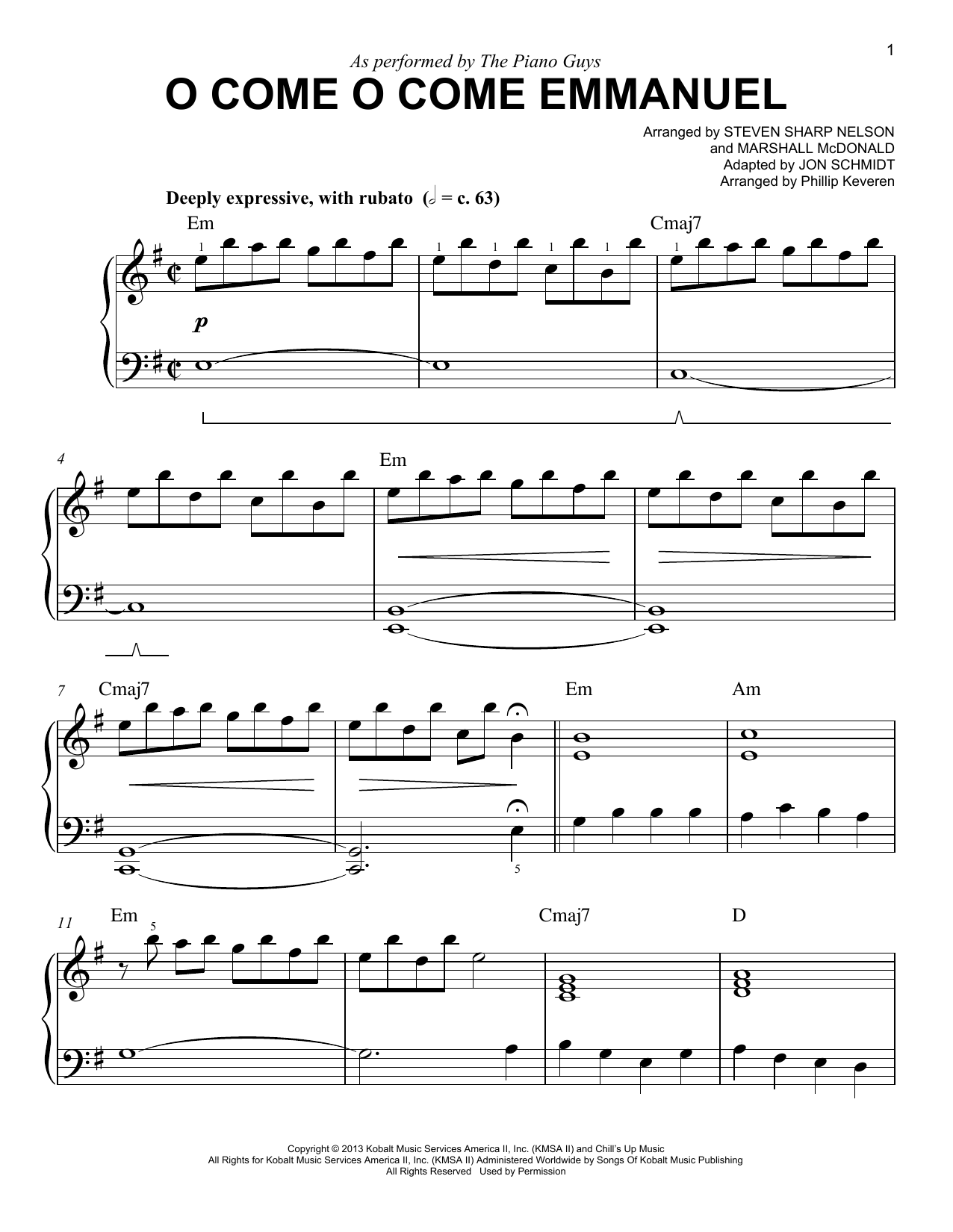 Download The Piano Guys O Come O Come Emmanuel (arr. Phillip Keveren) Sheet Music and learn how to play Easy Piano PDF digital score in minutes