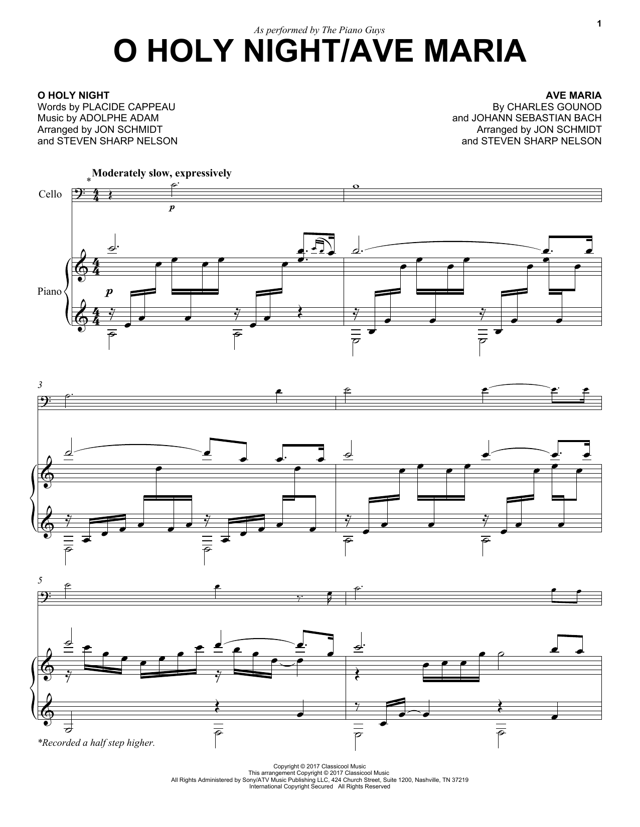 Download The Piano Guys O Holy Night/Ave Maria Sheet Music and learn how to play Piano PDF digital score in minutes
