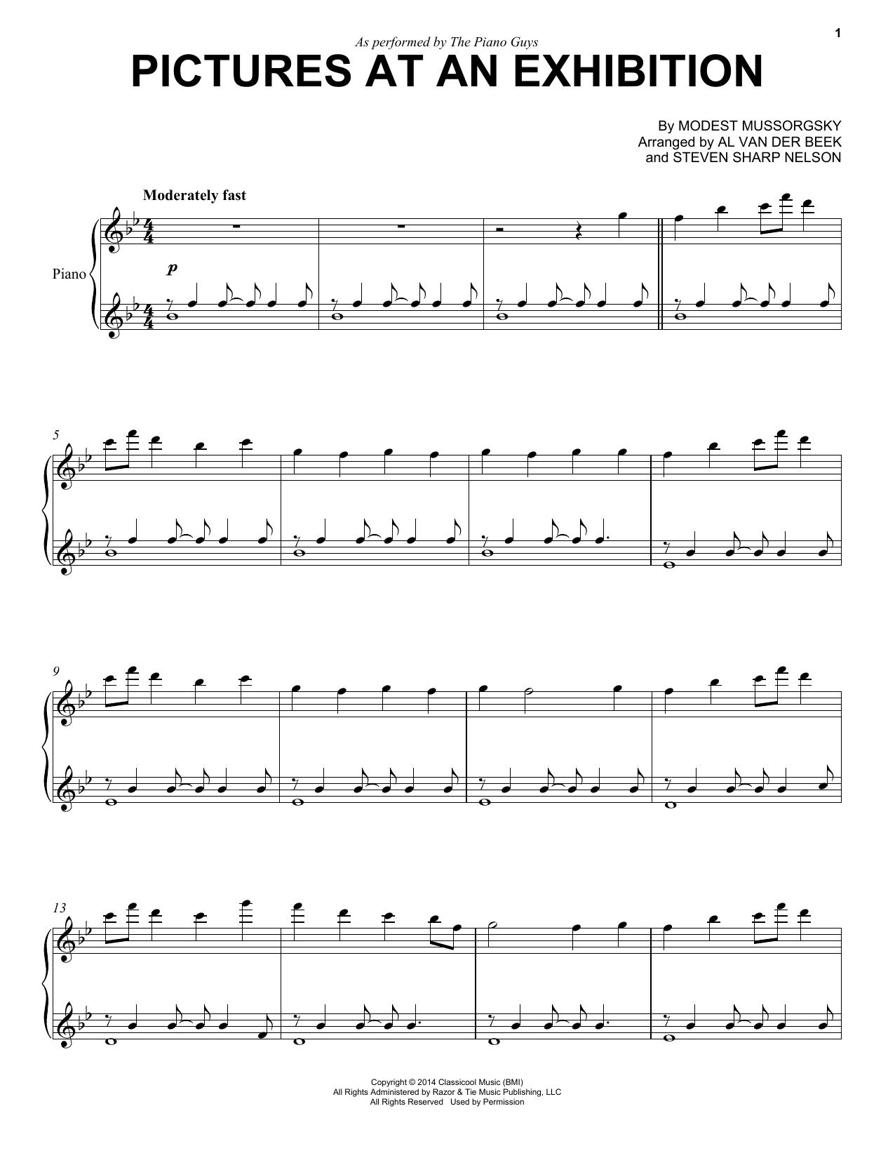 Download The Piano Guys Pictures At An Exhibition Sheet Music and learn how to play Cello PDF digital score in minutes