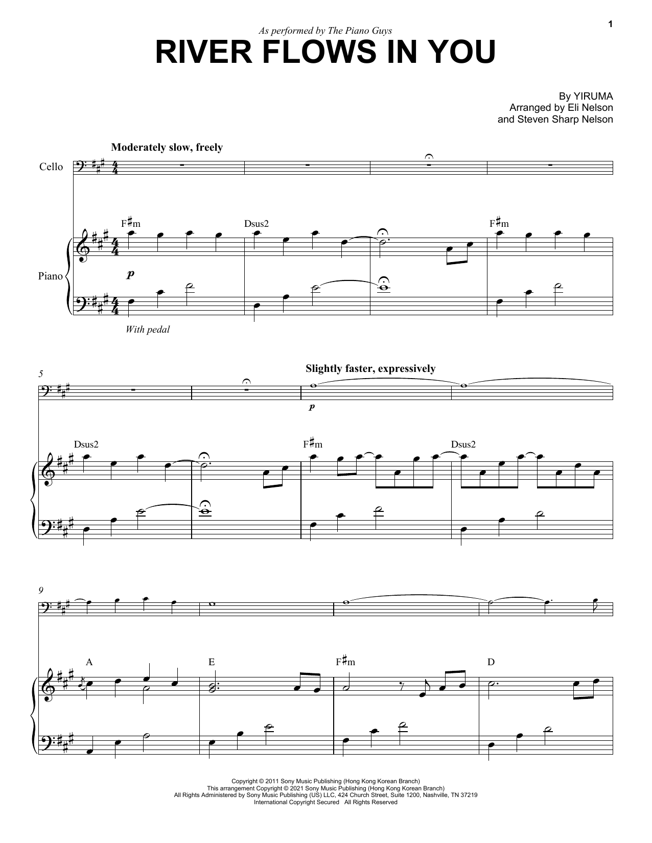 Download The Piano Guys River Flows In You Sheet Music and learn how to play Cello and Piano PDF digital score in minutes
