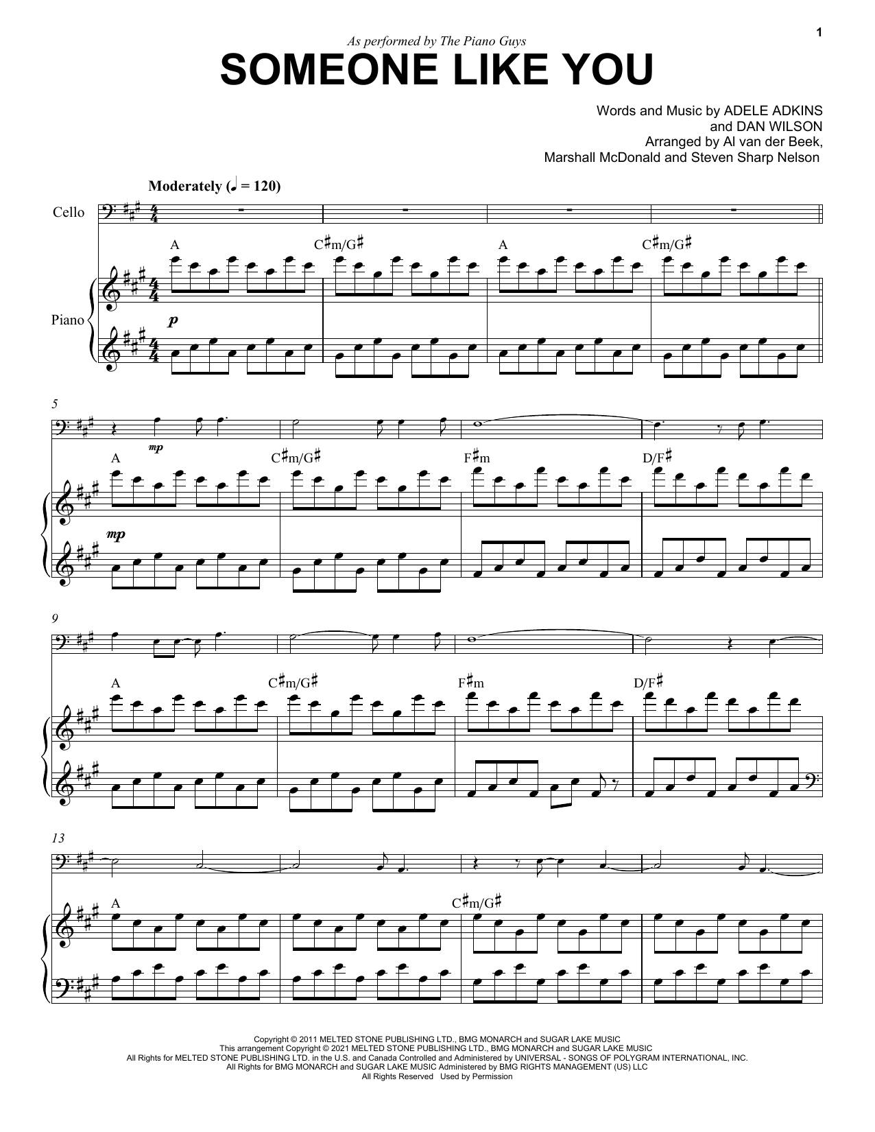 Download The Piano Guys Someone Like You Sheet Music and learn how to play Cello and Piano PDF digital score in minutes