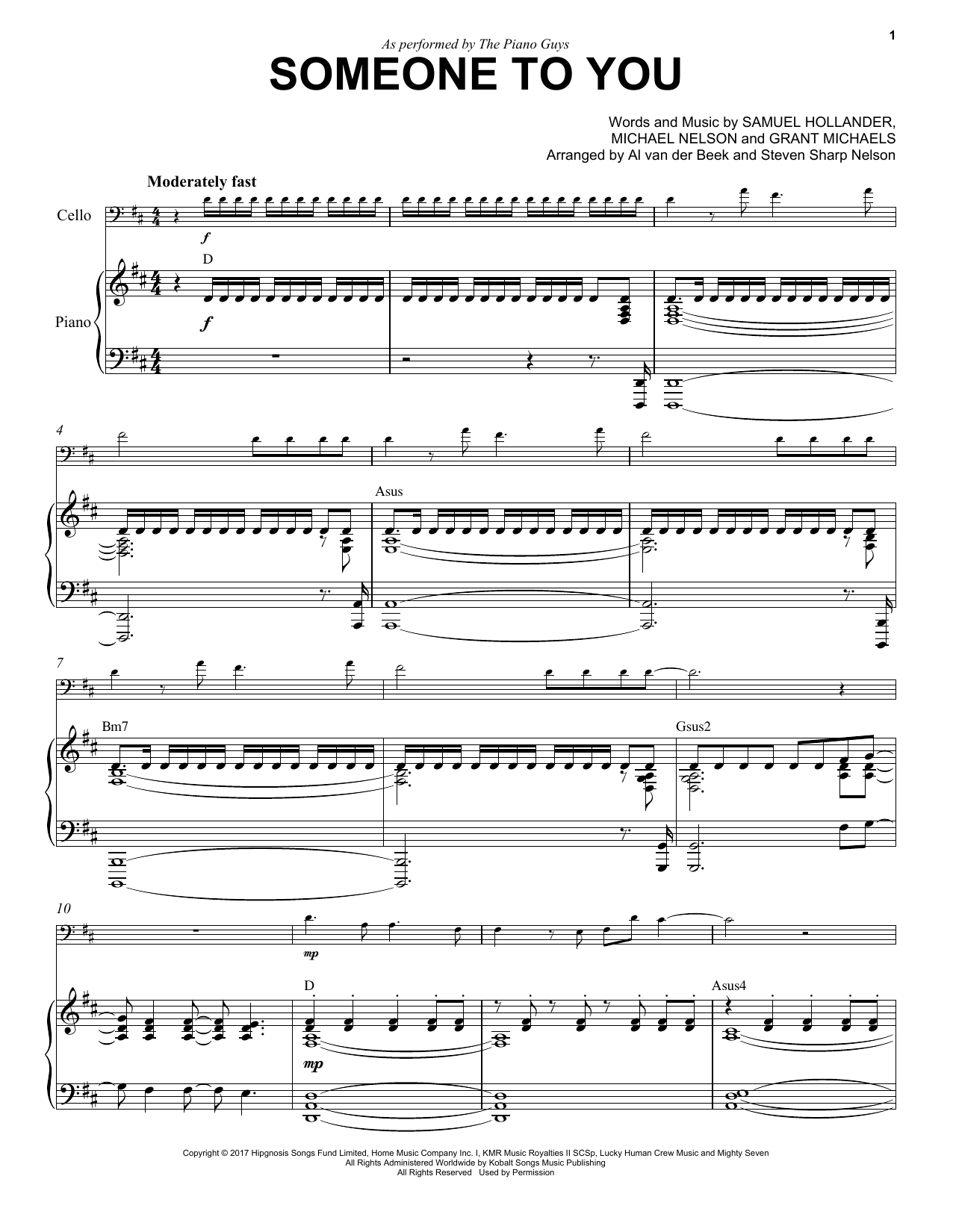 Download The Piano Guys Someone To You Sheet Music and learn how to play Cello and Piano PDF digital score in minutes